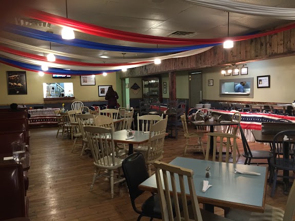 The interior design of the restaurant brings diners back to the past with worn-down, original chairs and tables.  The purpose of this was to make veterans feel comfortable.