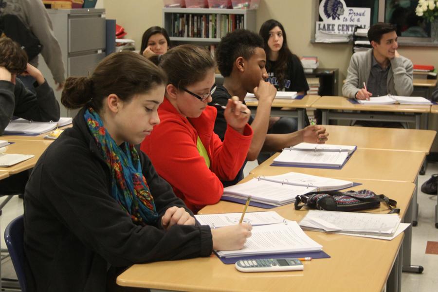 Students take notes at the Monday ACT prep class. The class is taught by Rhonda York, English. 