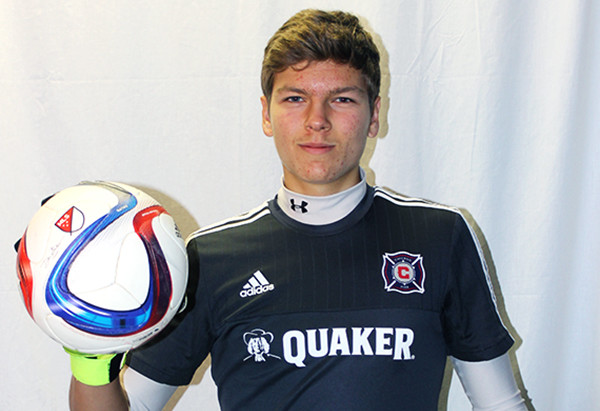 Kyle Orciuch (10) poses in his practice uniform. Orciuch plays for the Chicago Fire Academy as a goalkeeper. 