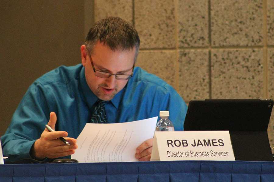 Mr. Rob James, Director of Business Services, addresses 2016 tax rates.  Mr. James also addressed 2016 general obligations and bond resolutions, the public hearing and adoption of additional appropriation resolution and new donations for the school.
