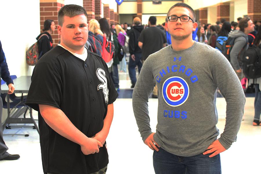Paul Centanni (12) and Tyler Dernulc (12) wear their favorite teams’ apparel in excitement for Opening Day. Both have high expectations for what their teams can accomplish. 