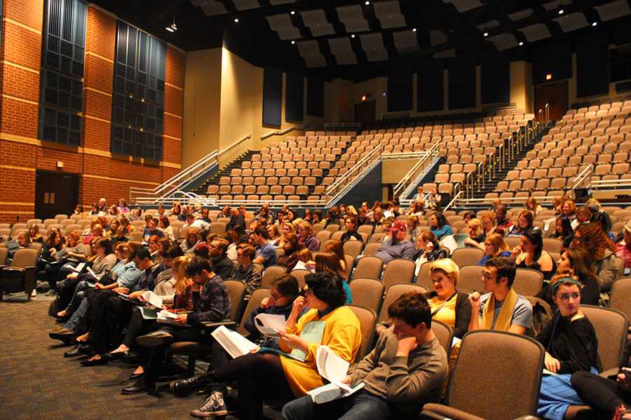 The auditorium was filled with parents and students, eagerly waiting to hear information about the musical.  Auditions were Tuesday, November 22. 