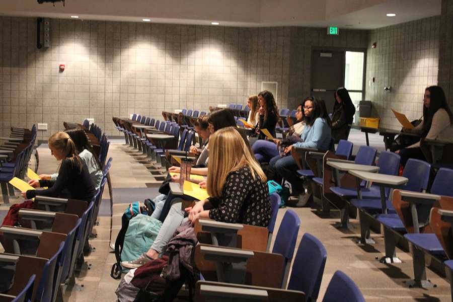 N-Teens members listen to Mrs. Gabrielle Rapin, Science, discuss future volunteer opportunities. This meeting was held on March 22. 