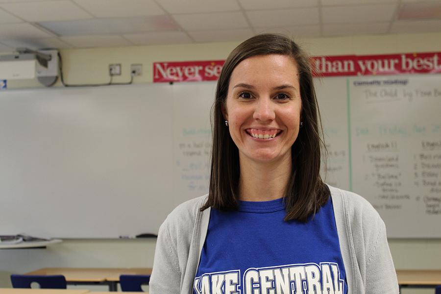  Mrs. Kelsey Becich, English, smiles for the camera. She has been the head sponsor of N-Teens for the past four years.