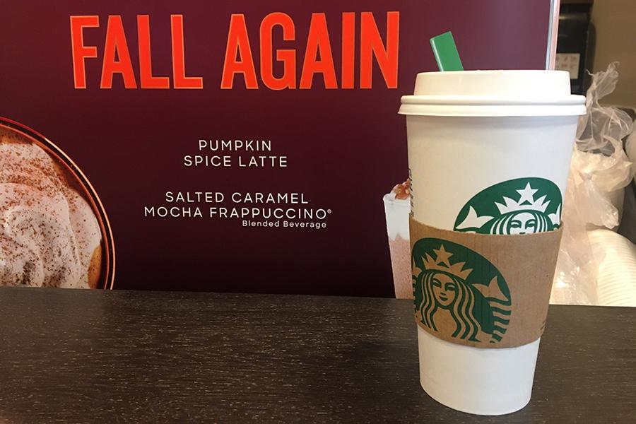 Pumpkin spice is  a key component to fall culture to most people. Pictured is the pumpkin spice latte from Starbucks.
