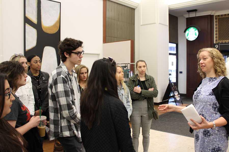 Students learn about the history of Macy’s and how it came to be. The students learned that the red star found in Macy’s logo stands for success. 