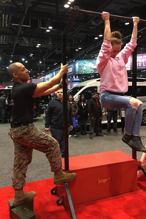 Zeta Johnson (11) trains with Sergeant Alan Craft. She has been training every week for the past year now.