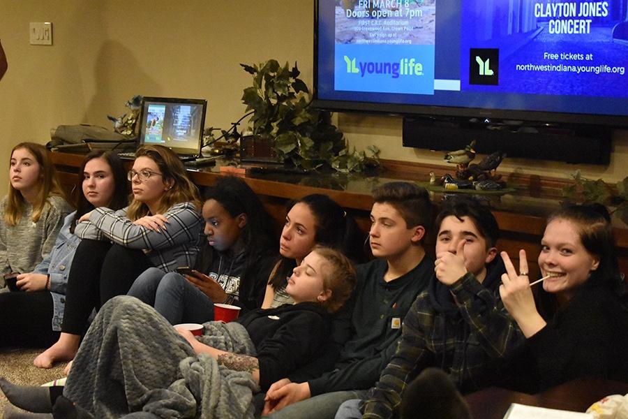 Lake Central students all sit together to hear the message of the day. They listened to former student, Brook Lambert, talk about sharing love and forgetting hate. 