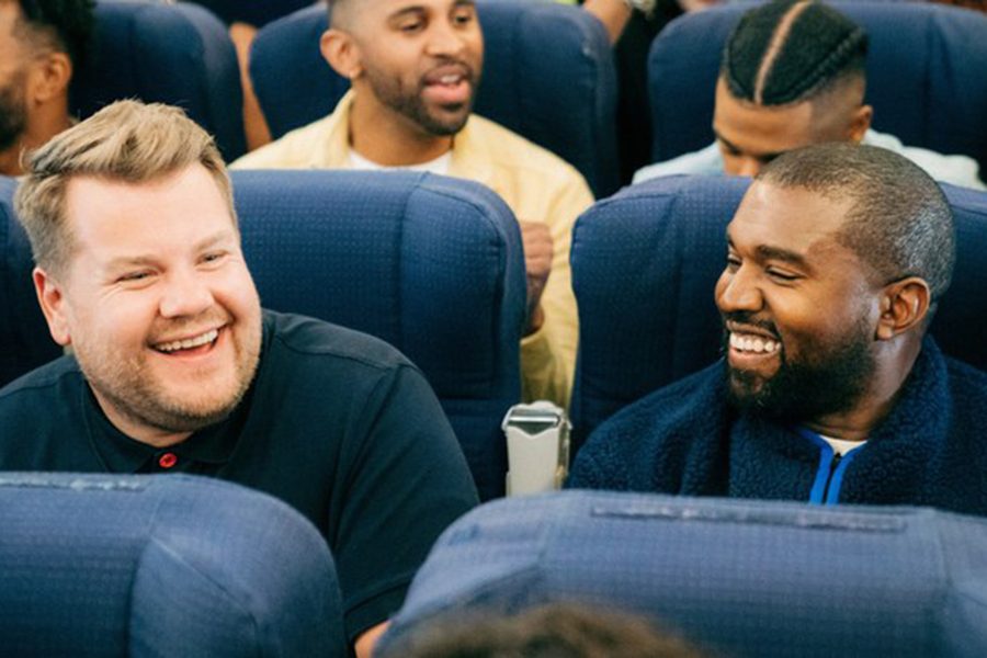 After multiple canceled “Carpool Karaoke” appearances, Kanye West finally joins James Corden. Corden and West are seen laughing after performing Jesus Walks.