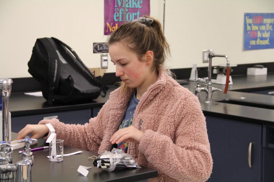 Noelle Massa (11) practices reactions for competition. She will be competing on Feb. 8 for regionals. 