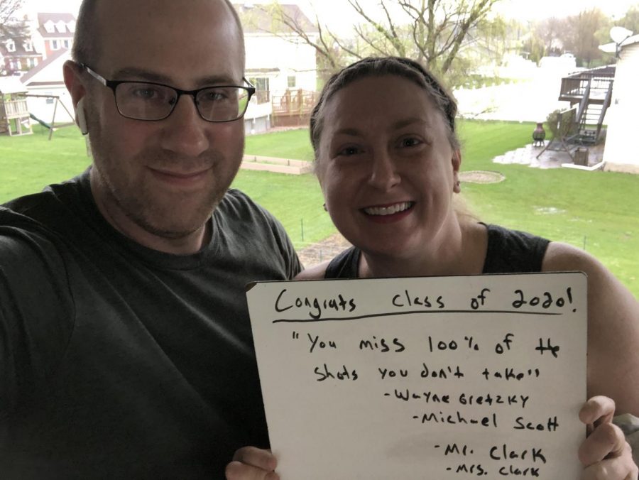 Mr. Josh Clark, Social Studies and Mrs. Kathryn Clark, English share their feelings on being teachers while having to take care of their own children at home. The two follow strict schedules to stay on track with e-learning.