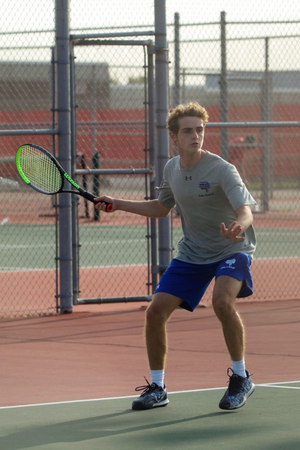 Kyle Kennedy (11) braces for the oncoming ball.  Kennedy was hopeful to make it to regionals this year.