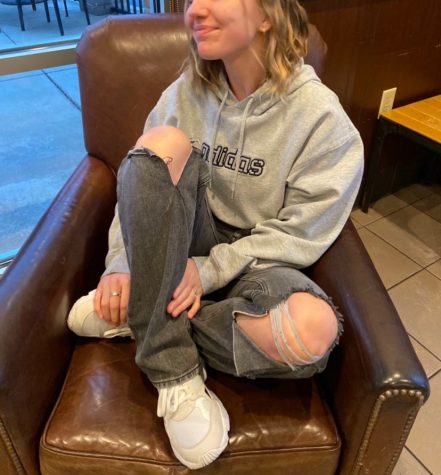 Maya Trivunovic(10) poses at her local Starbucks. She really loved low-waisted baggy pants and chunky sneakers.