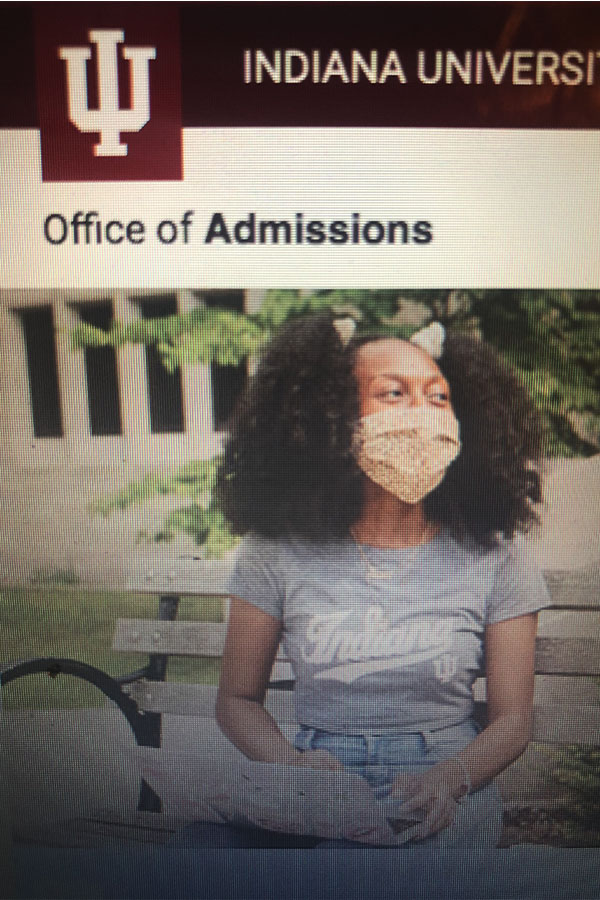 A girl poses in IU gear in an email sent out to students. Colleges have been sending emails like this one to advertise their colleges.
