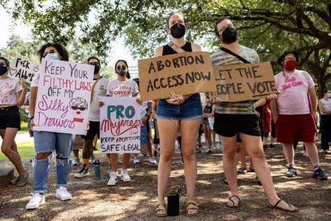 Abortion rights activists rally at the Texas State Capitol on Sept. 11, 2021, in Austin, Texas. The rally continued for hours. (Jordan Vonderhaar/Getty Images/TNS)
