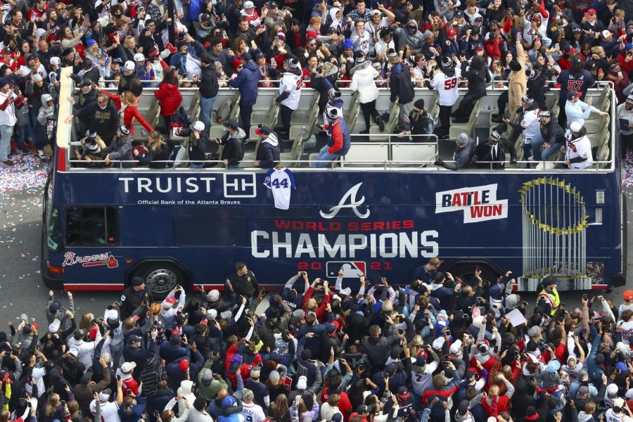 The Atlanta Braves win the 2021 World Series. The team celebrated with a parade in Atlanta. (Curtis Compton/Atlanta Journal-Constitution/TNS)