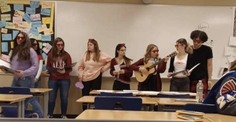  The Swooners are singing in Mrs Pritts class for one of the SwoonTunes recipients. 
Lake Central Choirs Swoon Tunes was a hit and sold out in two days.
